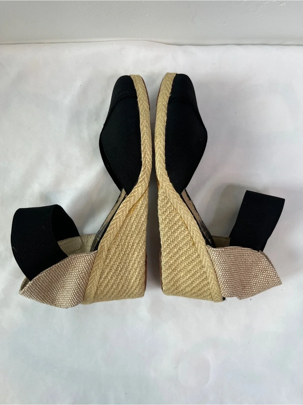 Lauren Ralph Lauren Charla Espadrille Wedge Sandals Black Ankle Strap Size 7.5B
